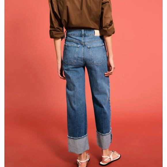 Paige Cuff Wide Leg Jeans Denim SIZE 31 Sasha Baggy Boyfriend High Rise $259 - Picture 4 of 14